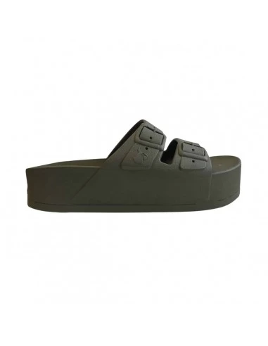 Cacatoes Claquettes Compensées Femme Caipirinha Women Dark Kaki – Image 3