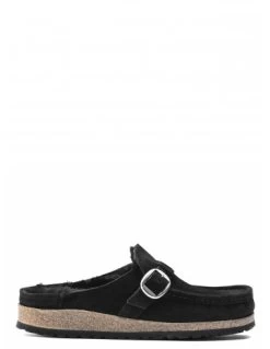 Birkenstock Sabots Fourrés Femme Buckley Suede Shearling Daim Noir