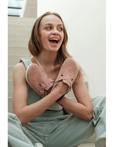 Birkenstock Sabots Femme Boston Daim Pink Clay Rose – Image 6
