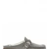 Birkenstock Sabots Fourrés Femme Buckley Suede Shearling Daim Gris
