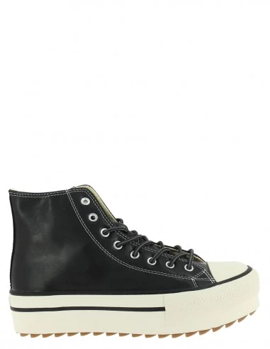 Victoria Baskets Montantes Femme Tribu Doble Efecto Piel Noir