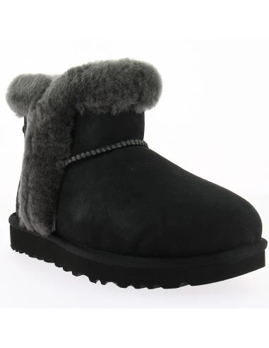 Ugg Boots Femme Classic Mini Heritage Fluff Daim Noir – Image 3