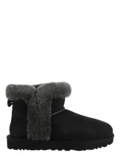 Ugg Boots Femme Classic Mini Heritage Fluff Daim Noir