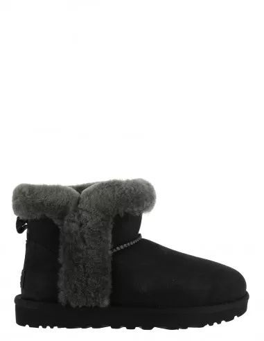 Ugg Boots Femme Classic Mini Heritage Fluff Daim Noir
