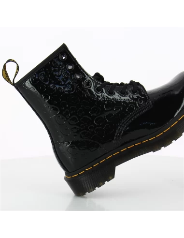 Dr. Martens Dr Martens Boots Femme 1460 Cuir Verni Noir Gaufré Effet Leopard – Image 3
