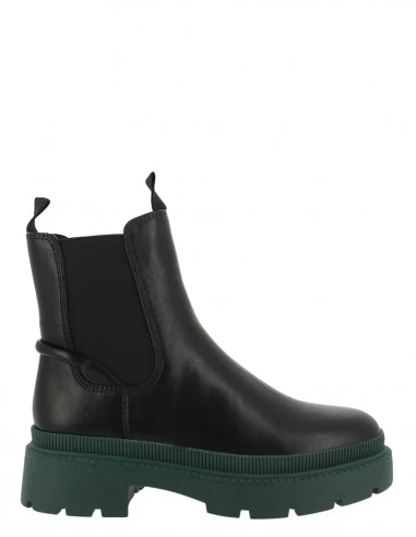 Tamaris Chelsea Boots Femme 25405-29 071 Cuir Noir/semelle Verte