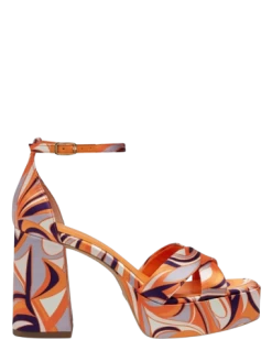 Tamaris Sandales Compensées à Talon Femme 28024-30 608 Orange à Motifs