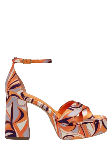 Tamaris Sandales Compensées à Talon Femme 28024-30 608 Orange à Motifs