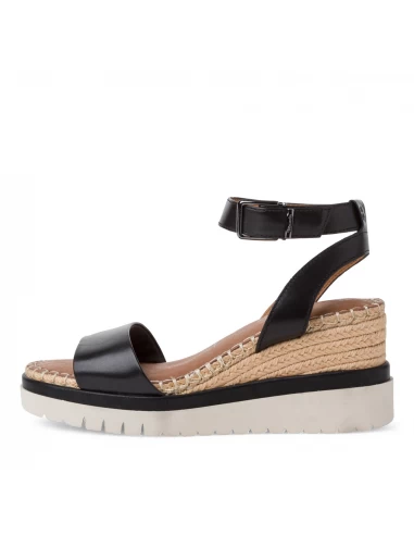 Tamaris Sandales Compensées Femme 28310-28 001 Cuir Noir/corde – Image 4