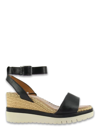 Tamaris Sandales Compensées Femme 28310-28 001 Cuir Noir/corde