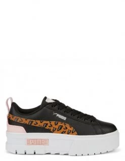 Puma Sneakers Compensées Enfant Mayze Wild Cuir Noir/leopard/ Blanc