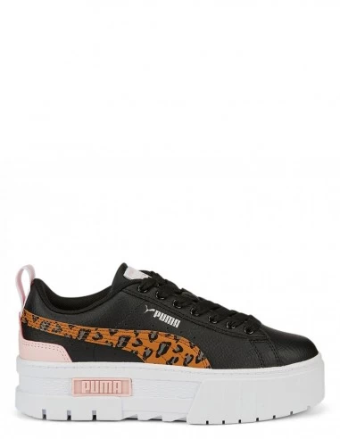 Puma Sneakers Compensées Enfant Mayze Wild Cuir Noir/leopard/ Blanc