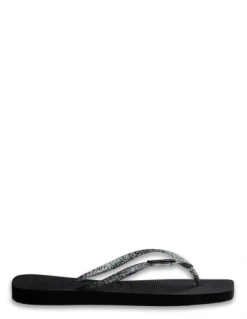 Havaianas Tongs Femme Square Logo Metallic Noir Pailettes