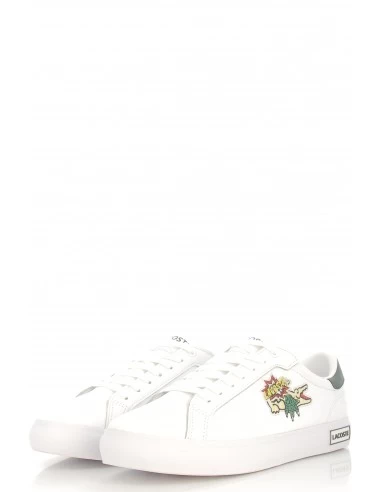 Lacoste Sneakers Homme Powercourt Cuir Blanc/vert – Image 2