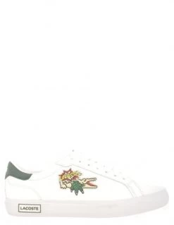 Lacoste Sneakers Homme Powercourt Cuir Blanc/vert