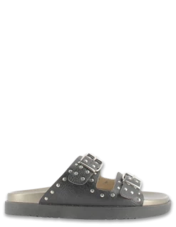 Plakton Mules Femme Hot Hotel Cuir Noir