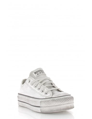 Converse Sneakers Compensées Basses Femme Ctas Lift Leather Ox Cuir Blanc Effet Vieilli – Image 2