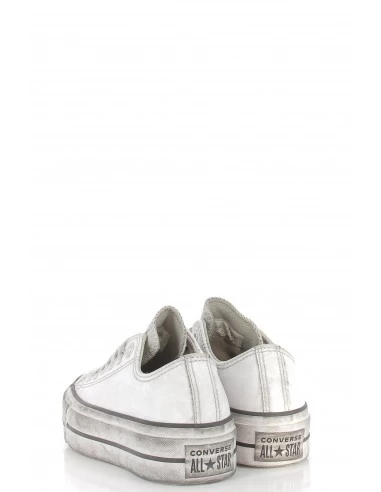 Converse Sneakers Compensées Basses Femme Ctas Lift Leather Ox Cuir Blanc Effet Vieilli – Image 4