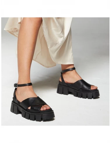 Mjus Sandales Compensées Femme Kara Cuir Noir – Image 2