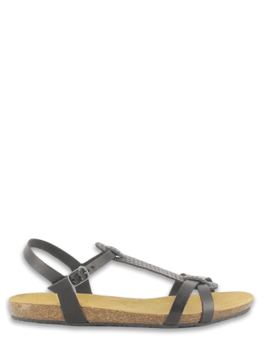 Plakton Sandales Femme Mam Coco Cuir Noir