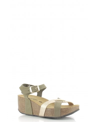 Plakton Sandales Compensées Femme So Final Kaki/doré – Image 3