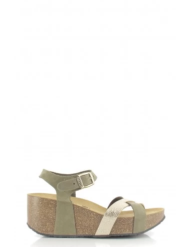 Plakton Sandales Compensées Femme So Final Kaki/doré – Image 4