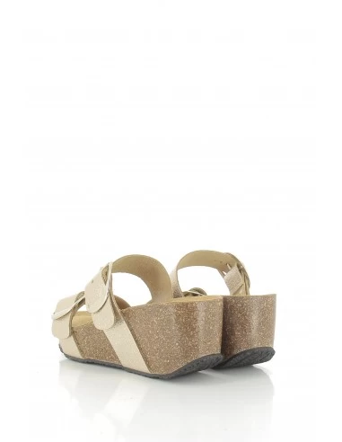 Plakton Mules Compensées Femme So Rock Bi Cuir Doré – Image 4