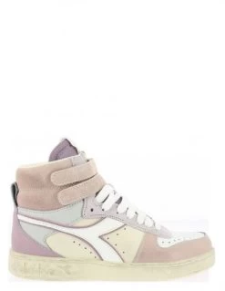Diadora Sneakers Montantes Femme Magic Basket Mid Icona Cuir Rose/blanc