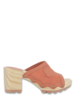 Kickers Sabots à Talons Kick Woodstok Daim Orange Brique