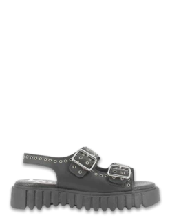 Kickers Sandales Femme Kick Falk Cuir Noir