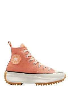 Converse Sneakers Compensées Montantes Femme Run Star Hike Hi Rose Orange Avec Motifs