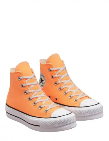 Converse Sneakers Montantes à Semelles Compensées Orange Fluo – Image 3