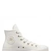 Converse Sneakers Compensées Montantes Femme Ctas Lift Hi Vintage Cuir Blanc