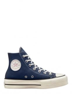 Converse Sneakers Compensées Montantes Femme Ctas Lift Hi Bleu Blanc Rose