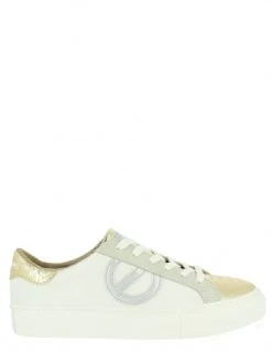 No Name Baskets De Ville Femme Arcade Side Cuir Blanc/or