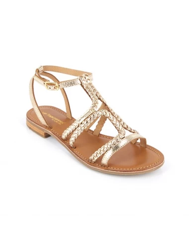 Les Tropéziennes Par M Belarbi Les Tropeziennes Par M.Belarbi Sandales Femme Bongo Cuir Or – Image 2