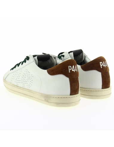 P448 Baskets De Ville Homme John Cuir Blanc/marron/vert – Image 4