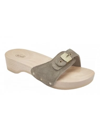 Scholl Sabots Femme Pescura Heel Daim Taupe – Image 2