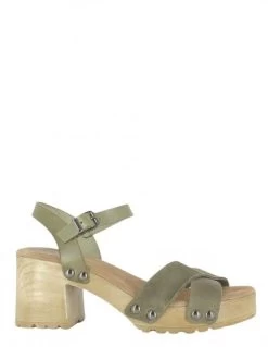 Porronet Sandales à Talons Femme Salma Cuir Kaki