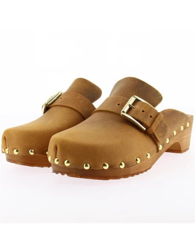 Hylton Sabots Femme Folk Cuir Marron – Image 2