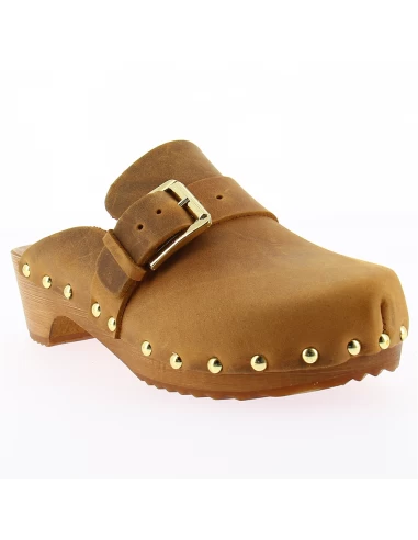 Hylton Sabots Femme Folk Cuir Marron – Image 3