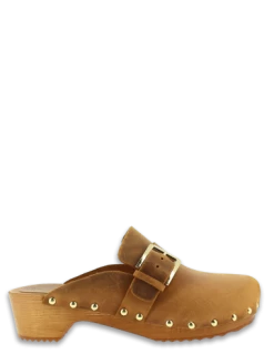 Hylton Sabots Femme Folk Cuir Marron