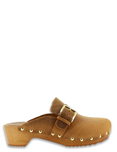 Hylton Sabots Femme Folk Cuir Marron