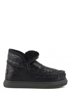 Mou Apres Ski Femme Eskimo Sneaker Cuir Noir
