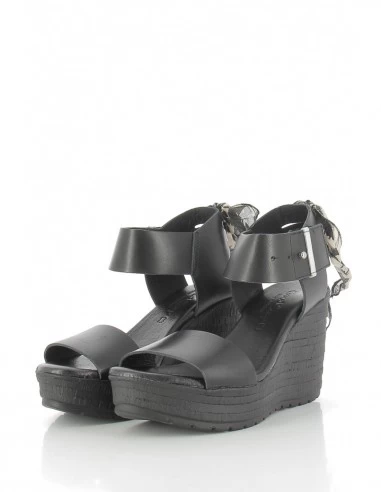 Goodstep Sandales Compensée Femme Jeanne Cuir Noir – Image 2