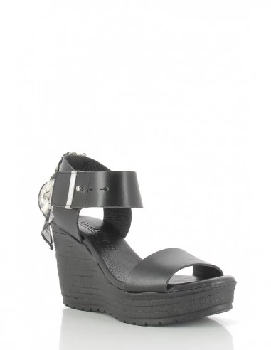 Goodstep Sandales Compensée Femme Jeanne Cuir Noir – Image 3