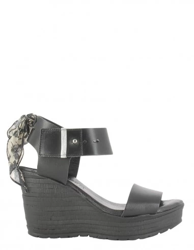 Goodstep Sandales Compensée Femme Jeanne Cuir Noir