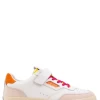 0-105 Baskets De Ville Femme Hazel Funky Cuir Blanc/rose/orange