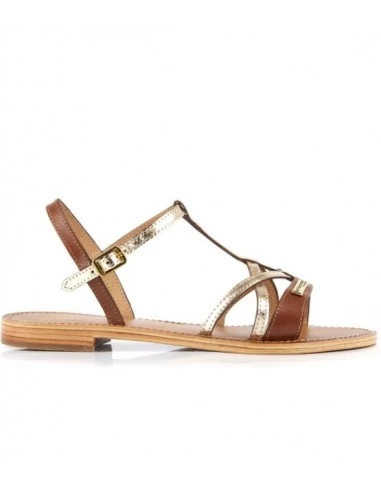 Les Tropéziennes Par M Belarbi Les Tropeziennes Par M.Belarbi Sandales Femme Hironela Cuir Marron/doré – Image 4