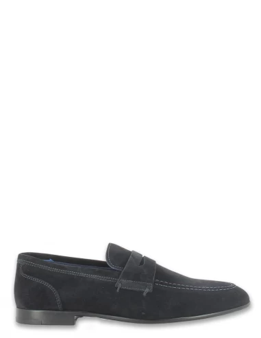 Azzaro Mocassins Homme Volga Cuir Bleu Marine